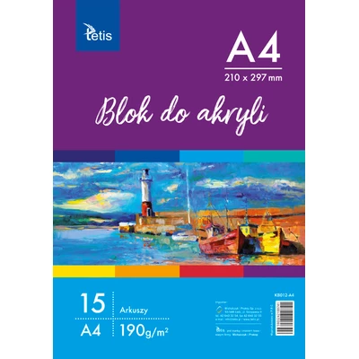 BLOK DO AKRYLI TETIS A4, 190 g/m2, 15 ARK.