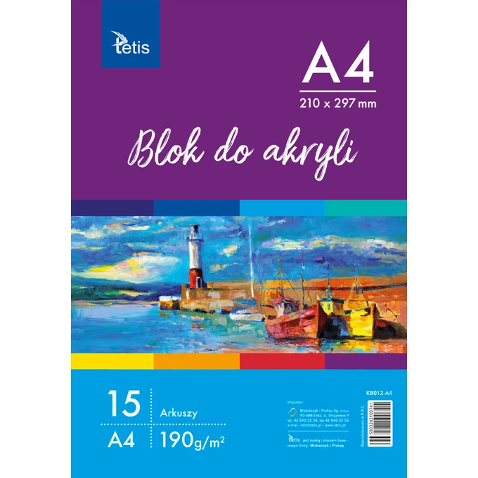 BLOK DO AKRYLI TETIS A4, 190 g/m2, 15 ARK.