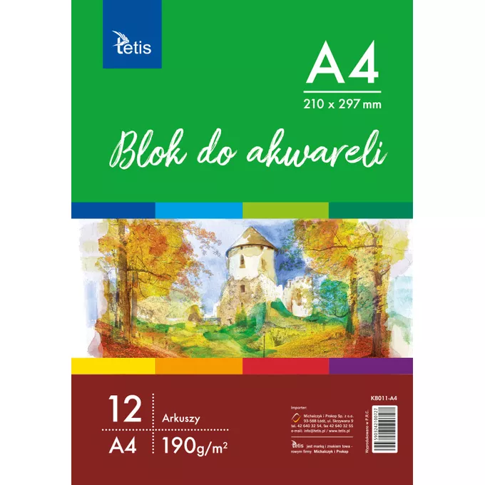 BLOK DO AKWARELI TETIS A4, 190 g/m2, 12 ARK.