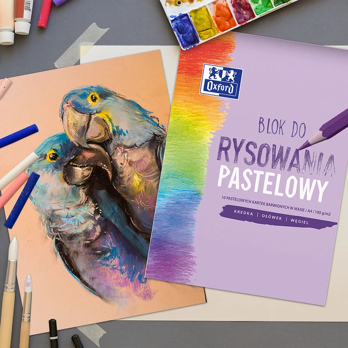 BLOK DO RYSOWANIA PASTELOWY OXFORD A4, 10 KARTEK