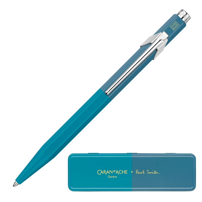 Długopis Caran d’Ache 849 Paul Smith Edycja #4 w pudełku Sky Cyan/Steel