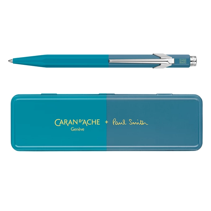 Długopis Caran d’Ache 849 Paul Smith Edycja #4 w pudełku Sky Cyan/Steel