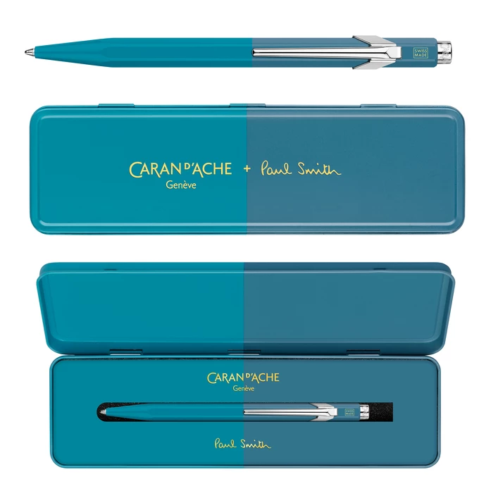 Długopis Caran d’Ache 849 Paul Smith Edycja #4 w pudełku Sky Cyan/Steel