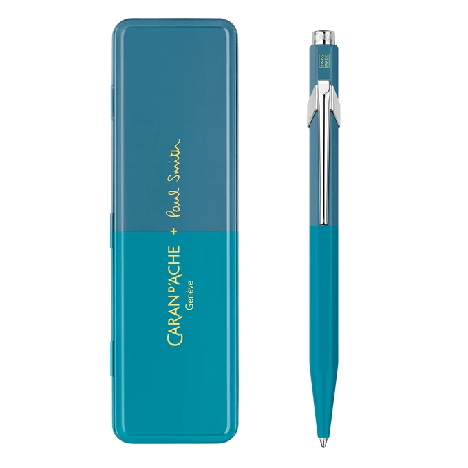 Długopis Caran d’Ache 849 Paul Smith Edycja #4 w pudełku Sky Cyan/Steel