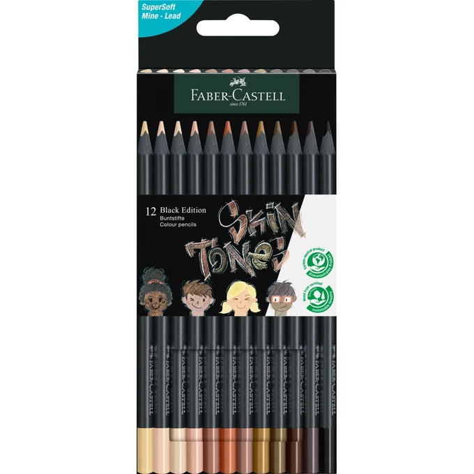 KREDKI BLACK EDITION FABER-CASTELL, 12 KOLORÓW W ODCIENIACH SKÓRY