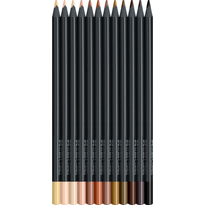 KREDKI BLACK EDITION FABER-CASTELL, 12 KOLORÓW W ODCIENIACH SKÓRY