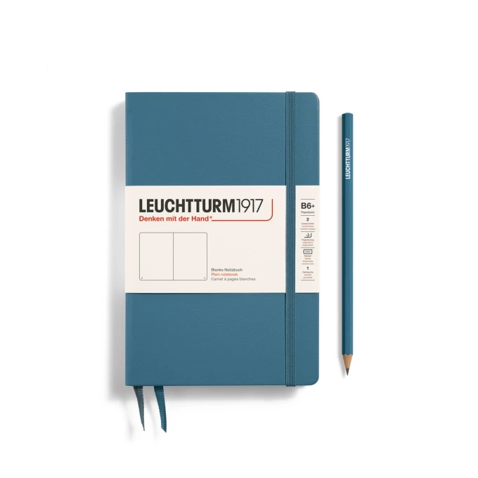 NOTATNIK LEUCHTTURM1917 PAPERBACK B6+, TWARDA OPRAWA, STONE BLUE