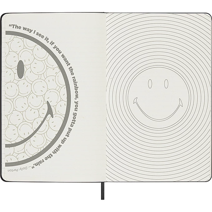 NOTATNIK MOLESKINE L (13X21 CM), SMILEY, W LINIE, TWARDA OPRAWA, 176 STRON