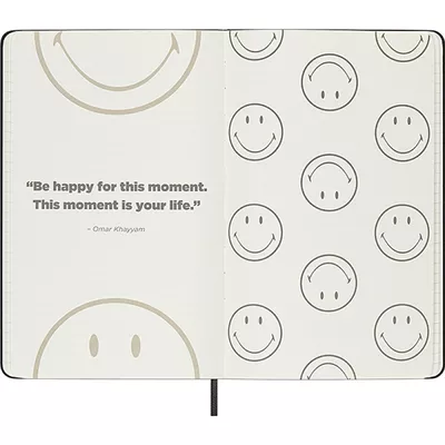 NOTATNIK MOLESKINE L (13X21 CM), SMILEY, W LINIE, TWARDA OPRAWA, 176 STRON