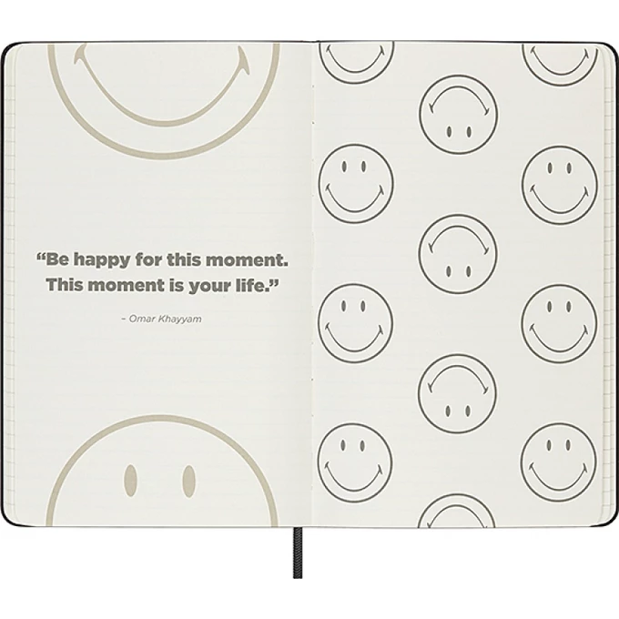 NOTATNIK MOLESKINE L (13X21 CM), SMILEY, W LINIE, TWARDA OPRAWA, 176 STRON