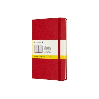 NOTES MOLESKINE CLASSIC M, 11,5X18 CM, W KRATKĘ, TWARDA OPRAWA, SCARLET RED, 208 STRON, CZERWONY