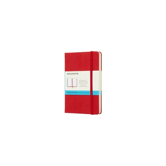 NOTES MOLESKINE CLASSIC P (9X14 CM) W KROPKI, TWARDA OPRAWA, SCARLET RED, 192 STRONY, CZERWONY