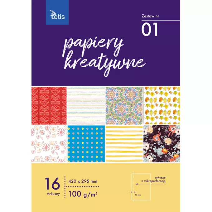 PAPIERY KREATYWNE, TETIS, ZEST. 1, 100g/m2, 16 ARK.