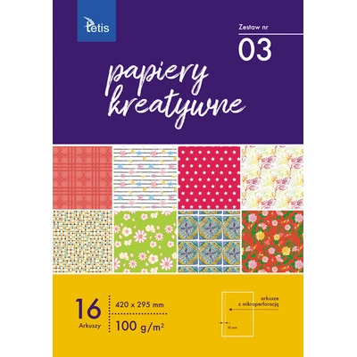 PAPIERY KREATYWNE, TETIS, ZEST. 3, 100g/m2, 16 ARK.