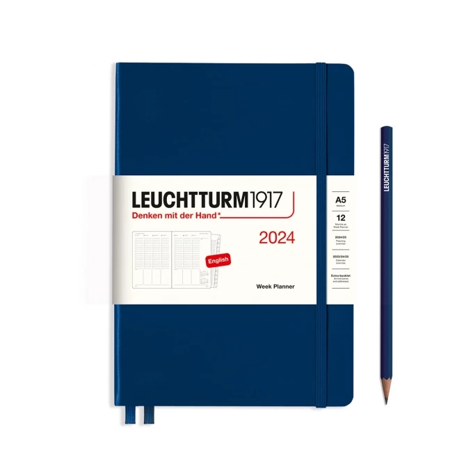 PLANER TYGODNIOWY PIONOWY LEUCHTTURM1917 MEDIUM(A5) 2024 GRANATOWY