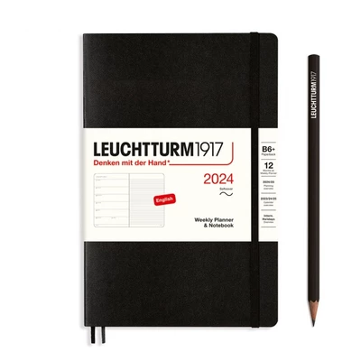 PLANER TYGODNIOWY Z NOTATNIKIEM LEUCHTTURM1917 W MIĘKKIEJ OPRAWIE PAPERBACK (B6+) 2024 CZARNY