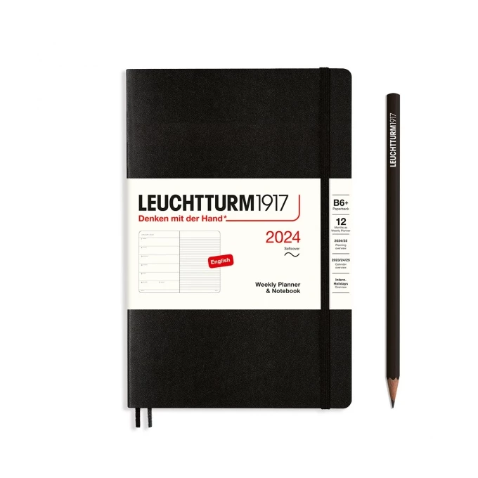 PLANER TYGODNIOWY Z NOTATNIKIEM LEUCHTTURM1917 W MIĘKKIEJ OPRAWIE PAPERBACK (B6+) 2024 CZARNY