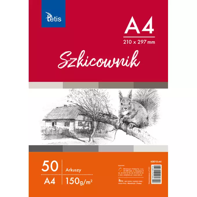 SZKICOWNIK TETIS A4, 150 g/m2, 50 ARK.