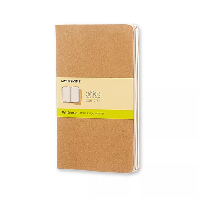 ZESTAW 3 ZESZYTÓW MOLESKINE CAHIER JOURNALS L (13X21CM), GŁADKI, 80 STRON, PIASKOWY