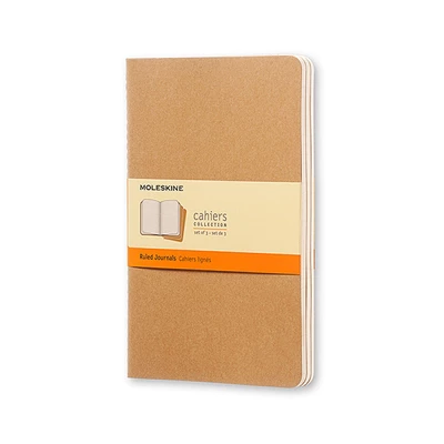 ZESTAW 3 ZESZYTÓW MOLESKINE CAHIER JOURNALS L (13X21CM), W LINIE, 80 STRON, PIASKOWY