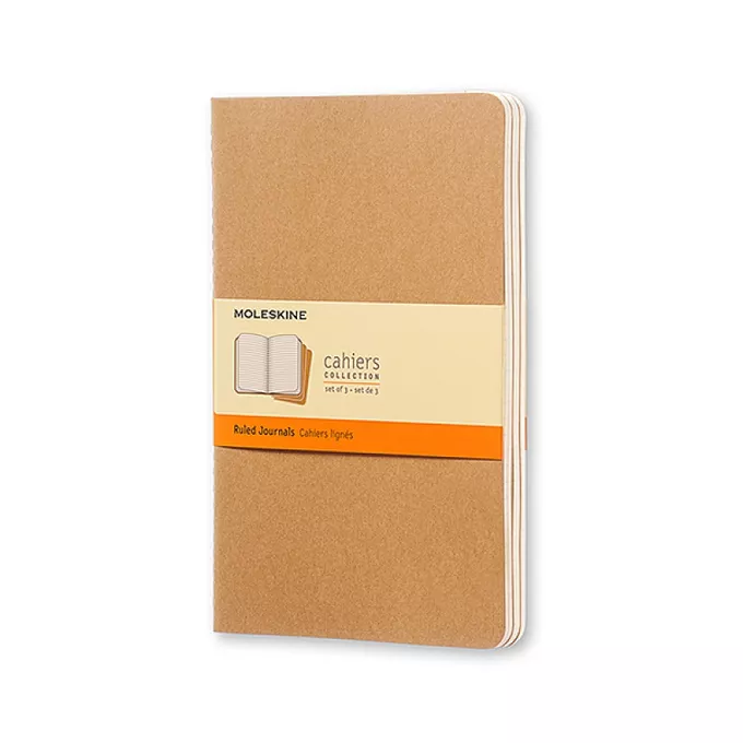 ZESTAW 3 ZESZYTÓW MOLESKINE CAHIER JOURNALS L (13X21CM), W LINIE, 80 STRON, PIASKOWY