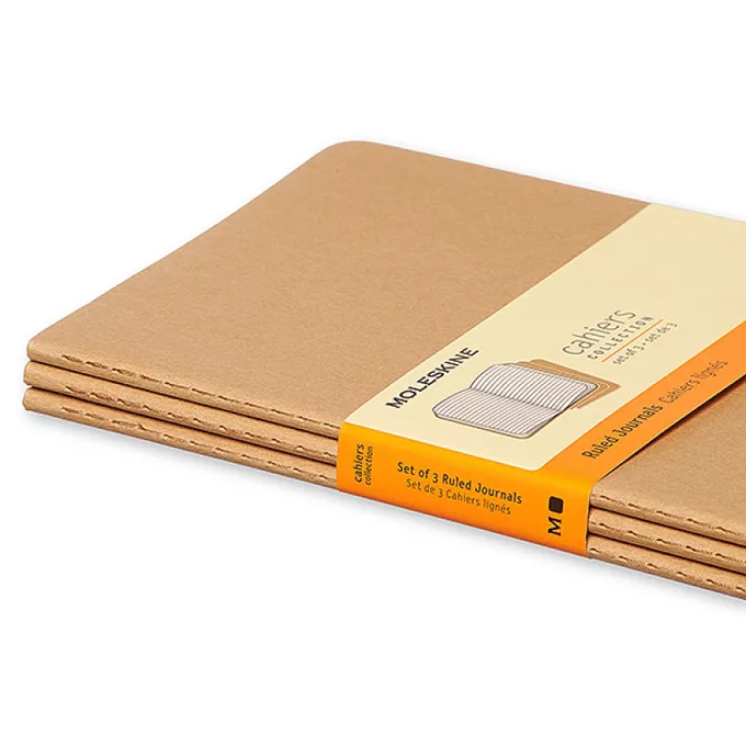 ZESTAW 3 ZESZYTÓW MOLESKINE CAHIER JOURNALS L (13X21CM), W LINIE, 80 STRON, PIASKOWY