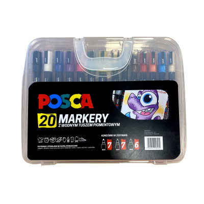 Zestaw POSCA 20 Markerów Plastikowa Teczka