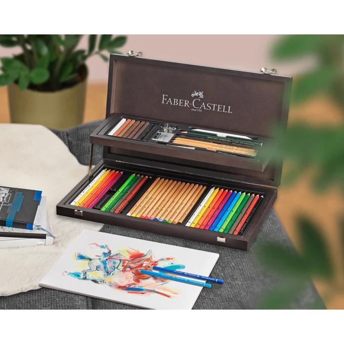 ART&amp;GRAPHIC KOMPENDIUM KASETA DREWNIANA 53 ELEMENTY, FABER-CASTELL