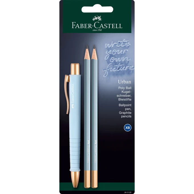 DŁUGOPIS POLY BALL URBAN + 2 OŁÓWKI FABER-CASTELL, SKY BLUE