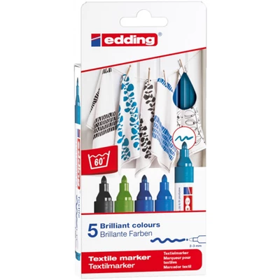 MARKER TEKSTYLNY E-4500/5 S EDDING, 2-3MM, 5 SZTUK, COOL COLOURS