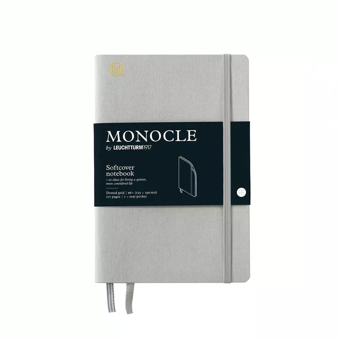 NOTATNIK MONOCLE BY LEUCHTTURM1917, PAPERBACK (B6+), MIĘKKA OPRAWA, JASNOSZARY W KROPKI