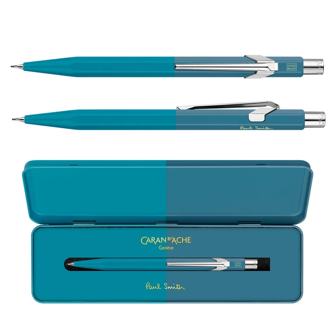 Ołówek automatyczny Caran d’Ache 844 Paul Smith Edycja #4 w pudełku Cyan/Steel