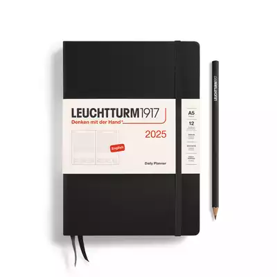 PLANER DZIENNY LEUCHTTURM1917 MEDIUM (A5) 2025 12 MIESIĘCY CZARNY