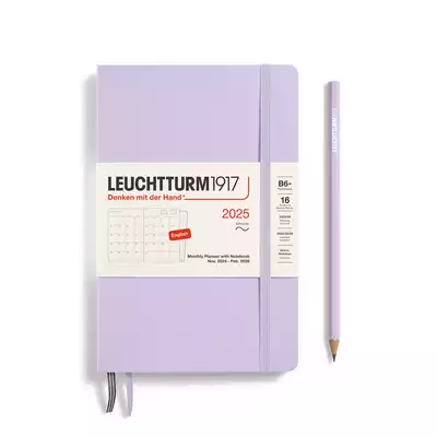 PLANER MIESIĘCZNY Z NOTATNIKIEM LEUCHTTURM1917 W MIĘKKIEJ OPRAWIE 2025 PAPERBACK (B6+) LILAC (LILIOWY)