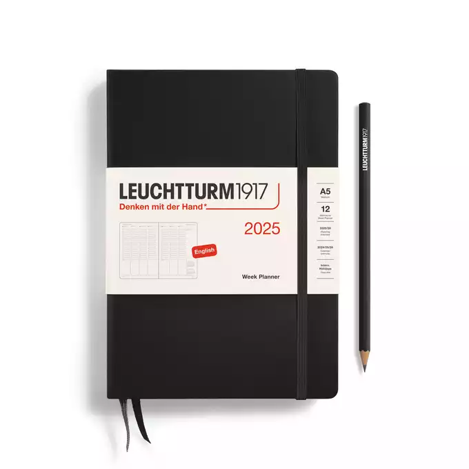 PLANER TYGODNIOWY PIONOWY LEUCHTTURM1917 MEDIUM (A5) 2025 CZARNY