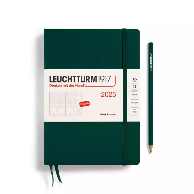 PLANER TYGODNIOWY PIONOWY LEUCHTTURM1917 MEDIUM (A5) 2025 FOREST GREEN (CIEMNOZIELONY)