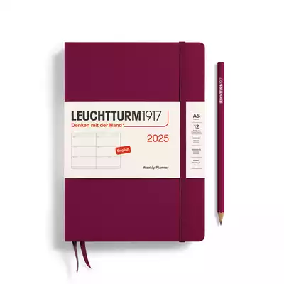 PLANER TYGODNIOWY POZIOMY LEUCHTTURM1917 MEDIUM (A5) 2025 PORT RED (BORDOWY)