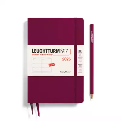 PLANER TYGODNIOWY POZIOMY LEUCHTTURM1917 PAPERBACK (B6+) 2025 PORT RED (BORDOWY)