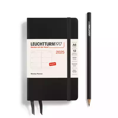 PLANER TYGODNIOWY POZIOMY LEUCHTTURM1917 POCKET (A6) 2025 CZARNY