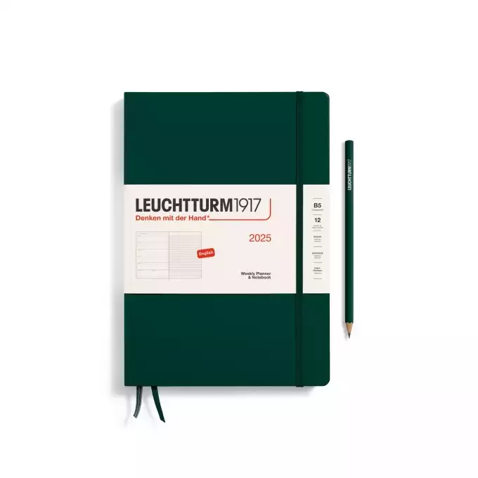 PLANER TYGODNIOWY Z NOTATNIKIEM LEUCHTTURM1917 COMPOSITION (B5) 2025 FOREST GREEN (CIEMNOZIELONY)