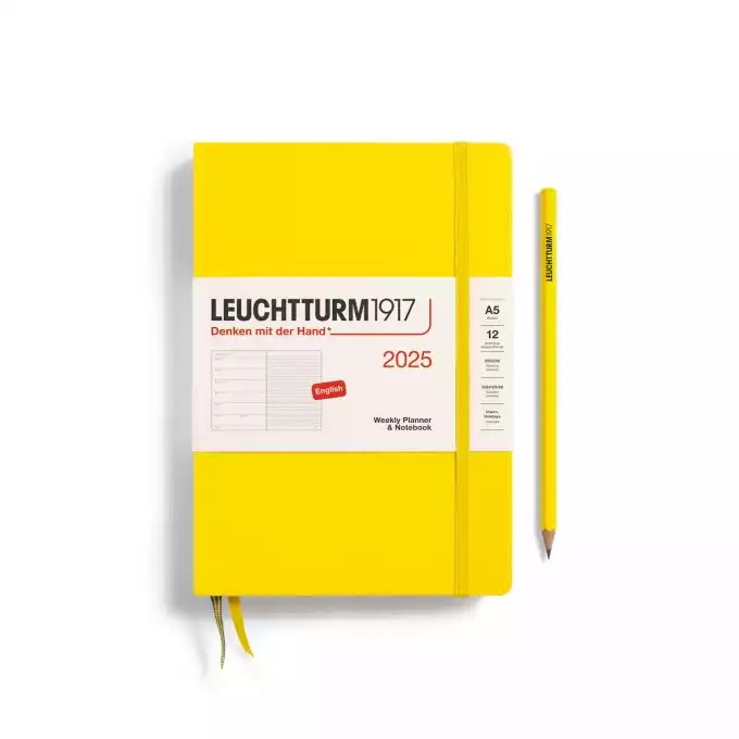 PLANER TYGODNIOWY Z NOTATNIKIEM LEUCHTTURM1917 MEDIUM (A5) 2025 LEMON (CYTRYNOWY)