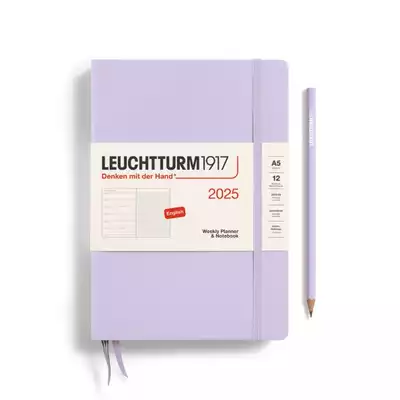 PLANER TYGODNIOWY Z NOTATNIKIEM LEUCHTTURM1917 MEDIUM (A5) 2025 LILAC (LILIOWY)