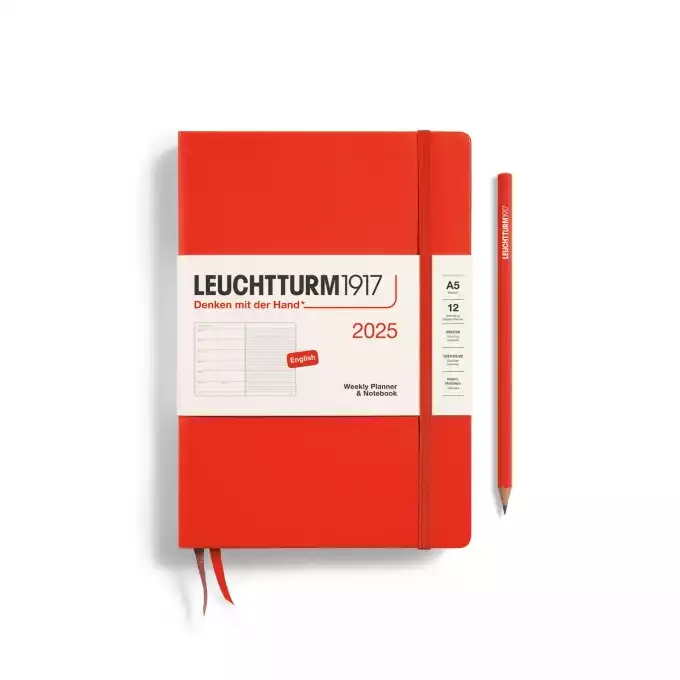 PLANER TYGODNIOWY Z NOTATNIKIEM LEUCHTTURM1917 MEDIUM (A5) 2025 LOBSTER (CZERWONY)