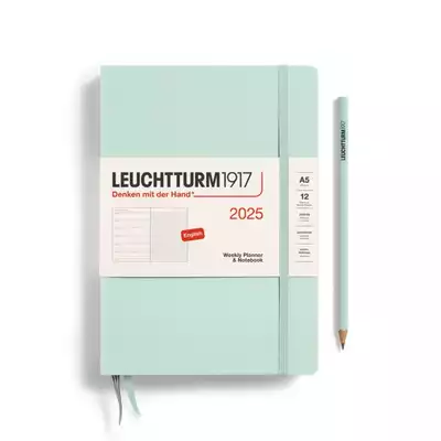 PLANER TYGODNIOWY Z NOTATNIKIEM LEUCHTTURM1917 MEDIUM (A5) 2025 MINT GREEN (MIĘTOWY)