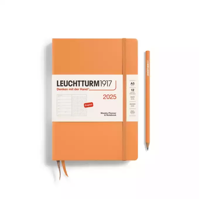 PLANER TYGODNIOWY Z NOTATNIKIEM LEUCHTTURM1917 MEDIUM (A5) 2025 MORELOWY, W KROPKI