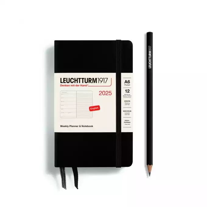 PLANER TYGODNIOWY Z NOTATNIKIEM LEUCHTTURM1917 POCKET (A6) 2025 CZARNY