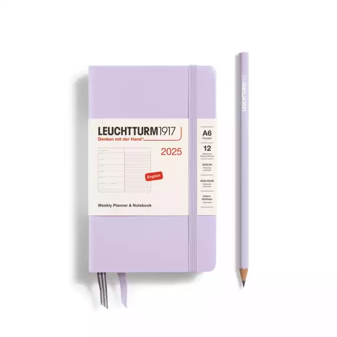 PLANER TYGODNIOWY Z NOTATNIKIEM LEUCHTTURM1917 POCKET (A6) 2025 LILAC (LILIOWY)