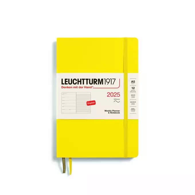 PLANER TYGODNIOWY Z NOTATNIKIEM LEUCHTTURM1917 W MIĘKKIEJ OPRAWIE MEDIUM (A5) 2025 LEMON (CYTRYNOWY)