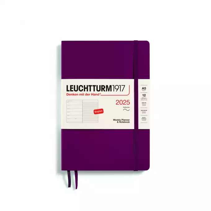 PLANER TYGODNIOWY Z NOTATNIKIEM LEUCHTTURM1917 W MIĘKKIEJ OPRAWIE MEDIUM (A5) 2025 PORT RED (BORDOWY)