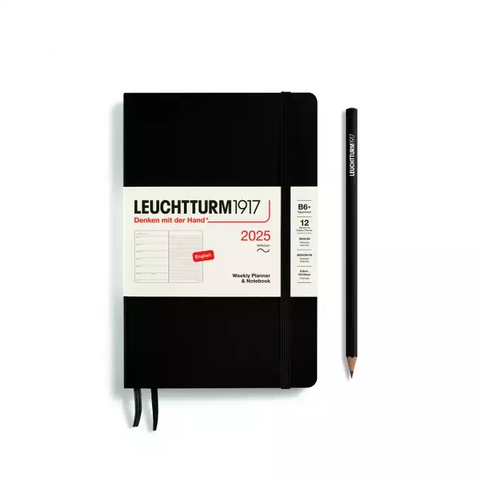 PLANER TYGODNIOWY Z NOTATNIKIEM LEUCHTTURM1917 W MIĘKKIEJ OPRAWIE PAPERBACK (B6+) 2025 CZARNY